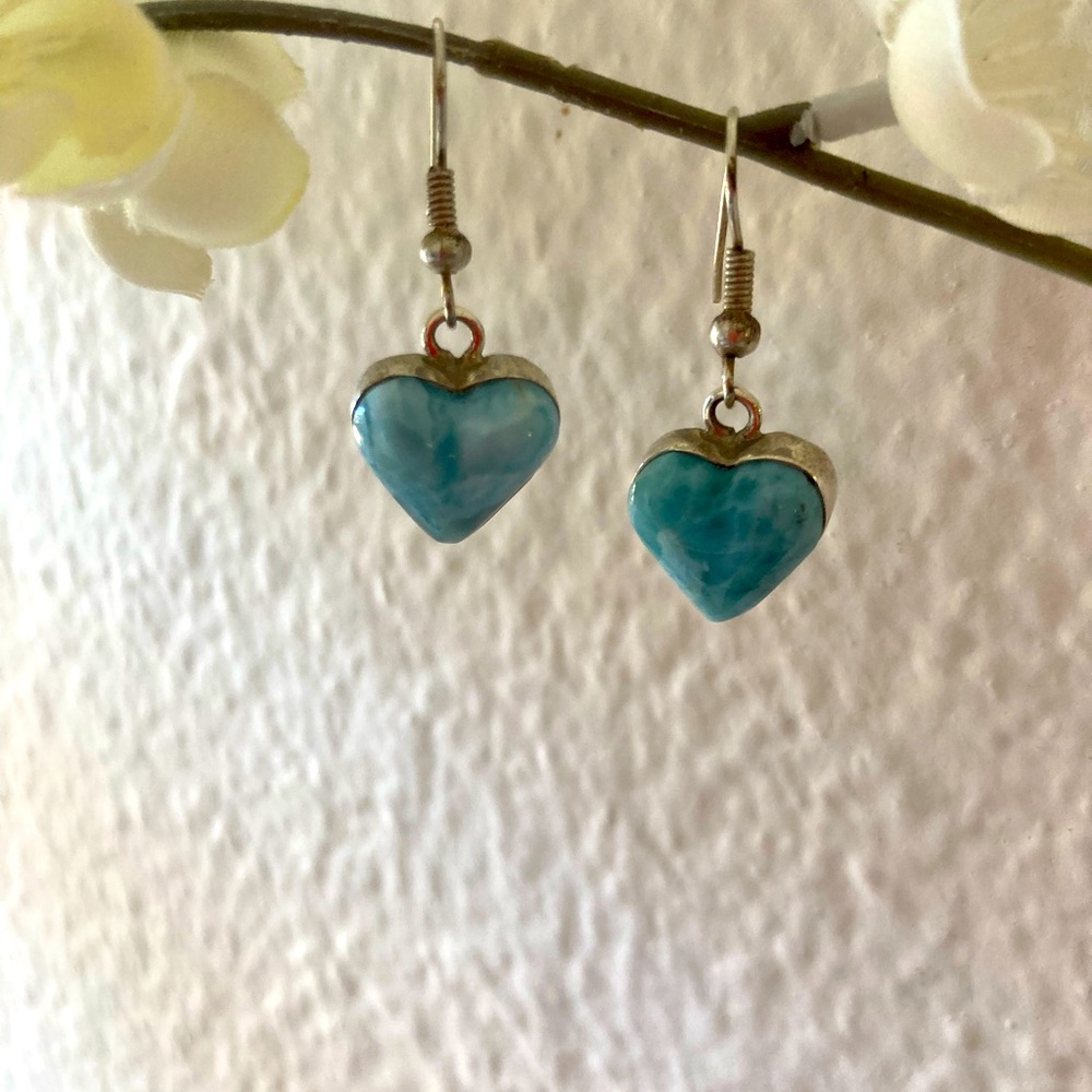 Larimar heart earrings